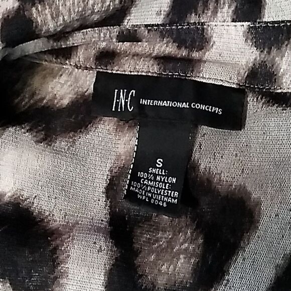 INC International Concepts sheer animal print button up blouse - Picture 2 of 14